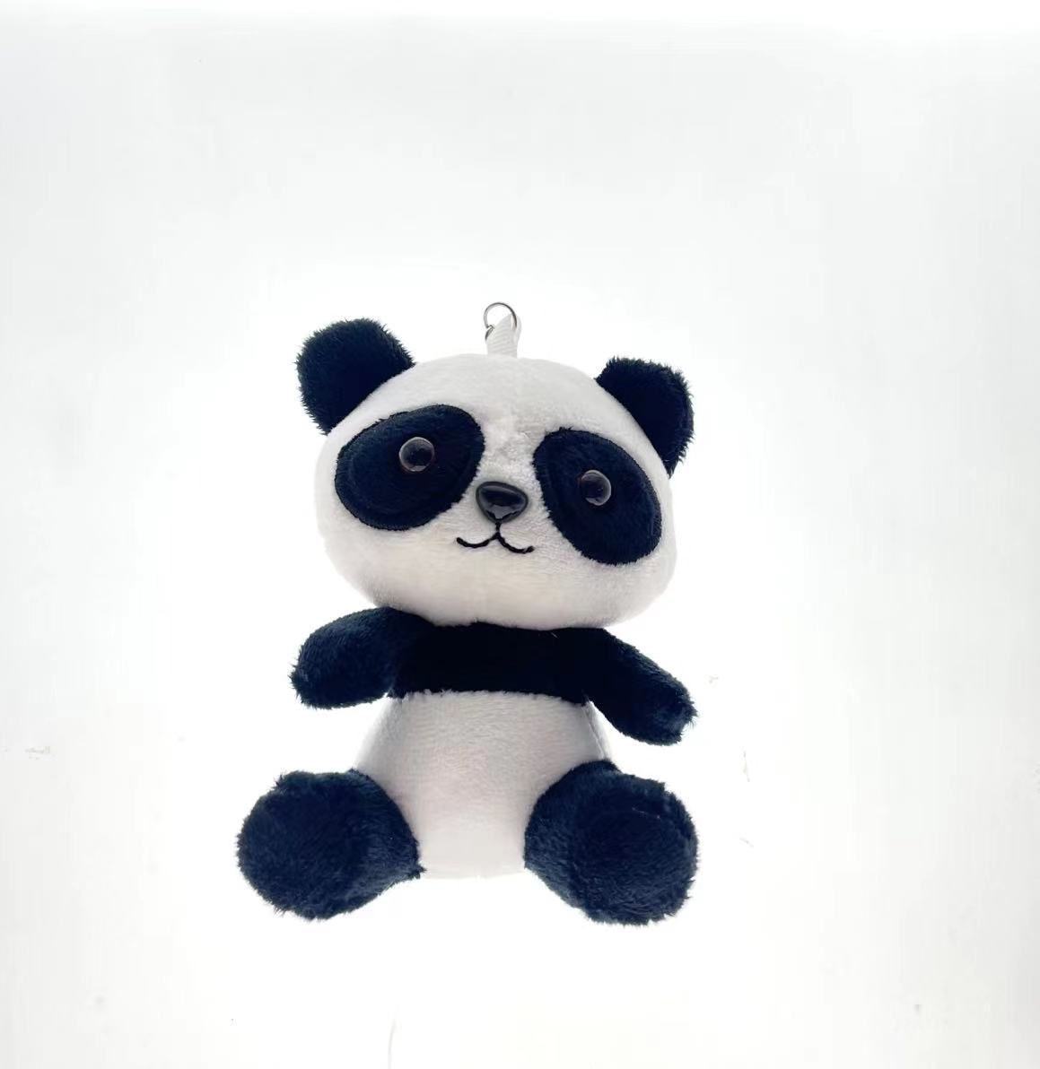 Cute Panda Short Plush Animal Plush Doll Children's Toy Couple Keychain Backpack Mini Pendant Accessories