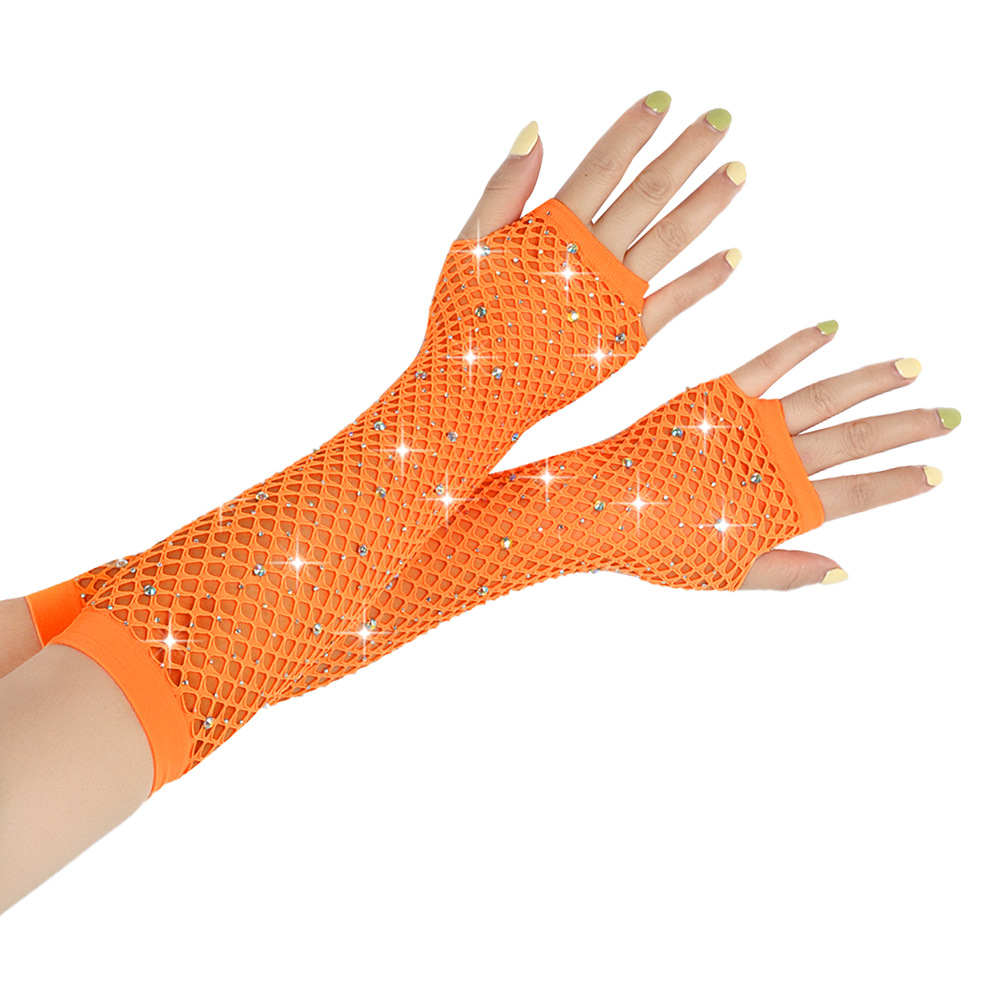 80 Ball Diamond Gloves Party Fishing Net Stretch Mesh Gloves European and American Retro Cross-border Sexy Hot Drilling Gloves_voghion.com