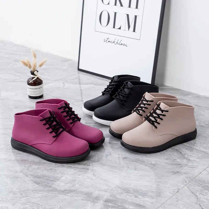 Four Seasons Rain Shoes Women's Flat Shoes Korean Style Fashion Sandals 2021 New Short Simple Waterproof Adult Fashionable Rubber Shoes