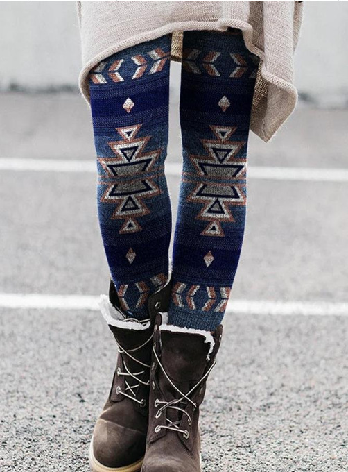 wish Amazon AliExpress cross-border European and American Foreign Trade women's multi-color printed elastic all-match bottoming pants