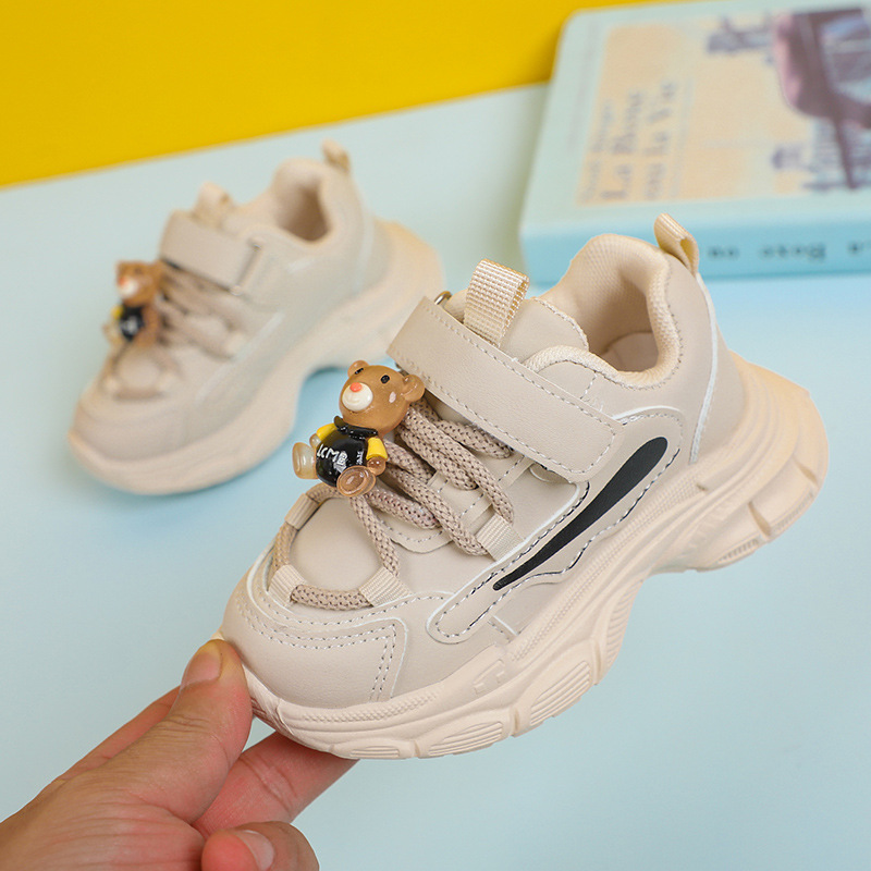 Girls sneaker children leather running shoes 2023 autumn new children's shoes 1-6 years old 3 men's treasure toddler shoes