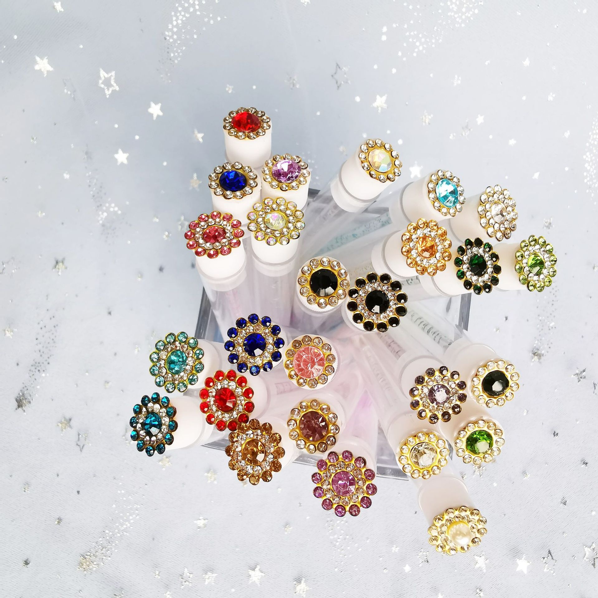 New Eyelash Test Tube Brush with Drill Tube Transparent Tube Eyelash Brush Replaceable Multicolor Cross-border Wholesale