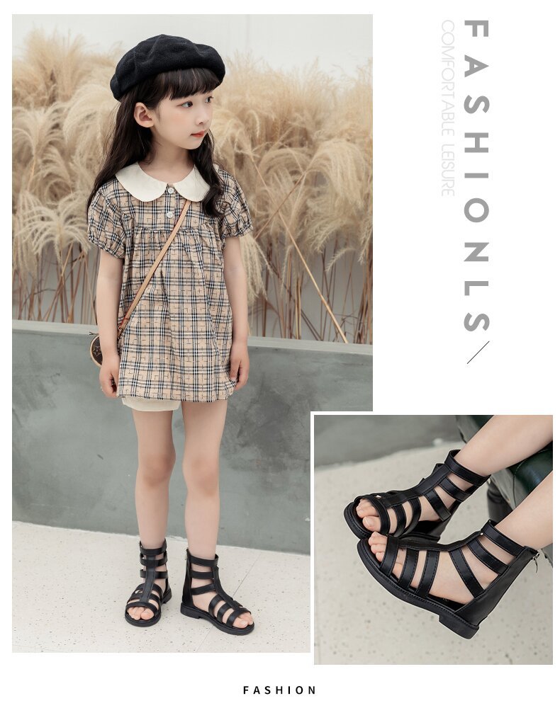 Girls' Sandals 2021 Summer New Fashion Soft-soled Princess Shoes Children's Non-slip Roman Shoes Girl's Shoes Trendy