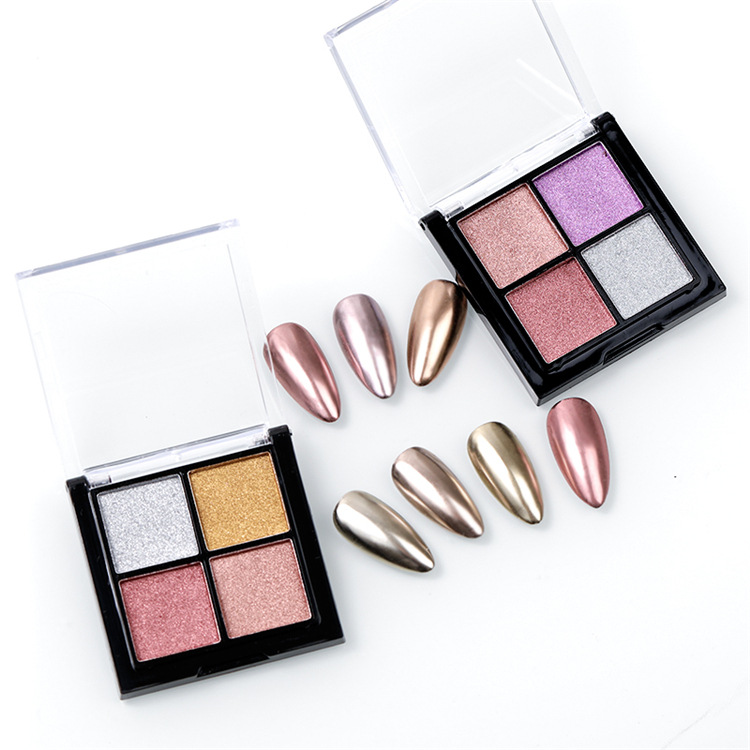 Cross-border exclusive for nail art solid magic mirror powder nail art four-color Magic Mirror powder laser powder titanium powder two-color solid powder