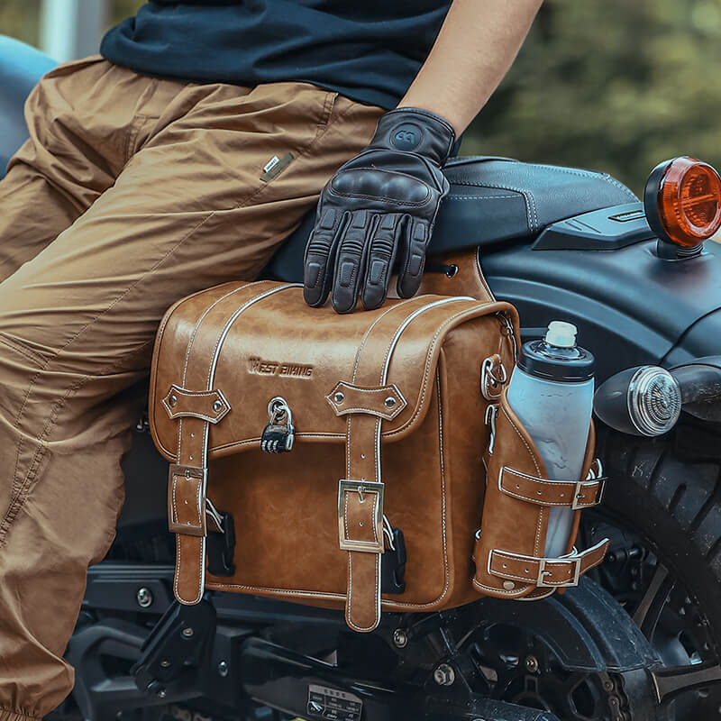 West Rider Motorcycle Retro Bilateral Bag Motorcycle Carrying Bag Motorcycle Side Bag Large Capacity Leather Storage Bag Equipment