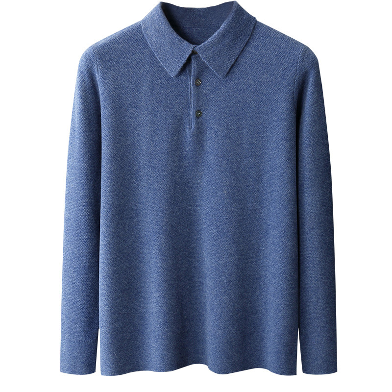 23 autumn and winter New pure color woolen sweater men's POLO collar thickened cashmere sweater sweater loose casual knitted bottoming shirt