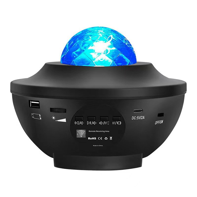 Cross-border Starry Sky Laser water ripple projection lamp USB Bluetooth audio stage lamp bedroom atmosphere night