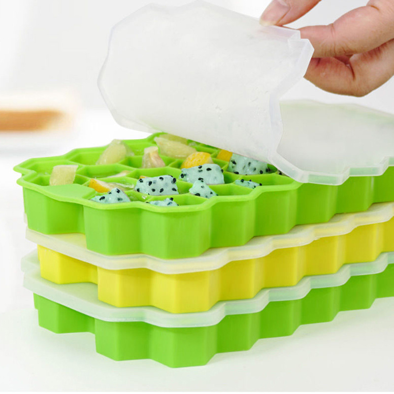 Spot silicone honeycomb ice tray 37 with lid honeycomb ice tray mold ice box easy demoulding silicone ice tray