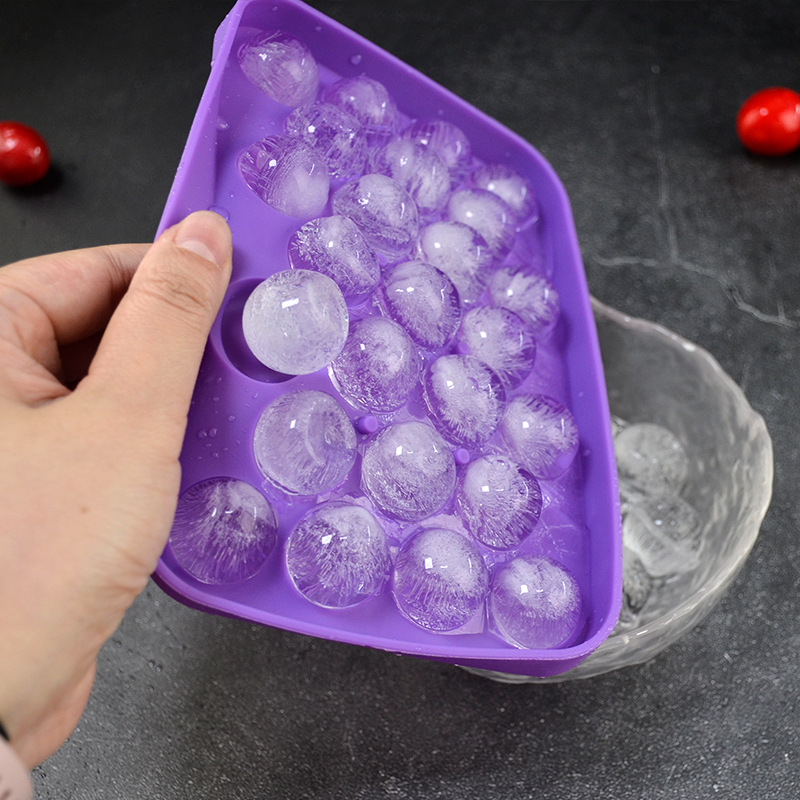 Cross-border 25-hole silicone ice cube mold round ice cube mold easy demoulding household round ball ice cube silicone ice hockey