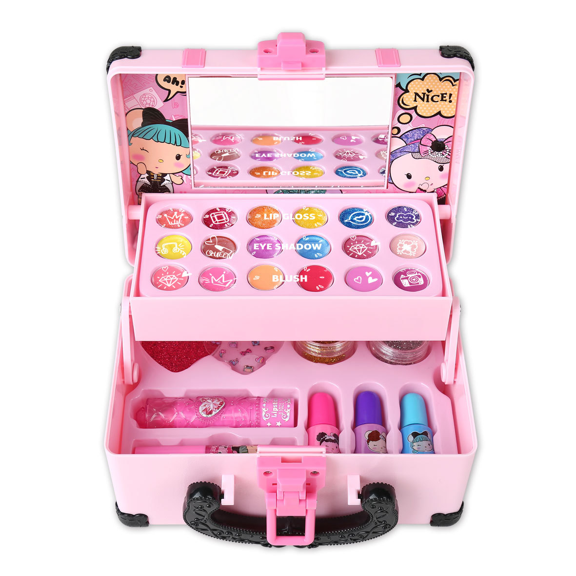 Jieyani Children's Cosmetics Makeup Toys Play Home Suitcase Girls Princess Lipstick Eyeshadow Makeup Cross Border