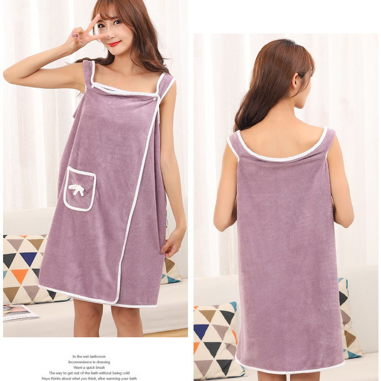free size Wearable Bath Towel Female Adult Strapless Sling Bath Skirt Soft Absorbent Bath Special Coral Fleece Bath Towel Wholesale