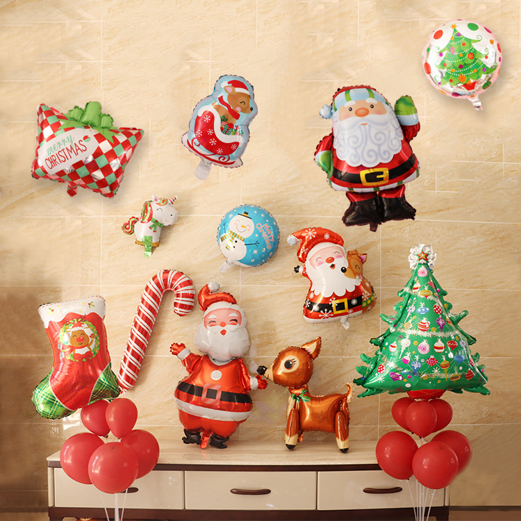 Christmas decorative aluminum film balloon wholesale Santa snowman socks fawn shopping mall kindergarten activity layout