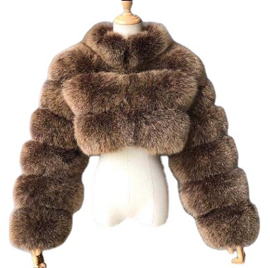 2024 European and American new imitation fur short coat fashion Joker fur coat women stand collar long sleeve in stock wholesale