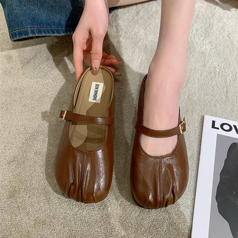 Baotou Half Slippers Women's Outer Wear 2023 Summer New Flat Casual Pregnant Women's Lazy Shoes Mueller Shoes Half Slippers