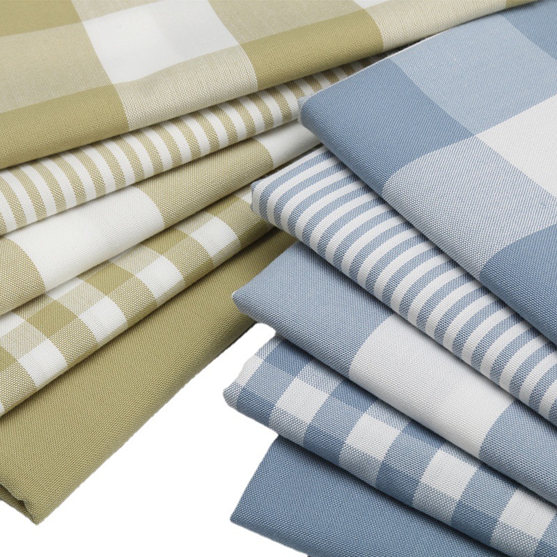 Yarn-dyed plaid cotton and linen tablecloth fabric pillow bay window cushion sponge cushion pillow case linen sofa fabric wholesale