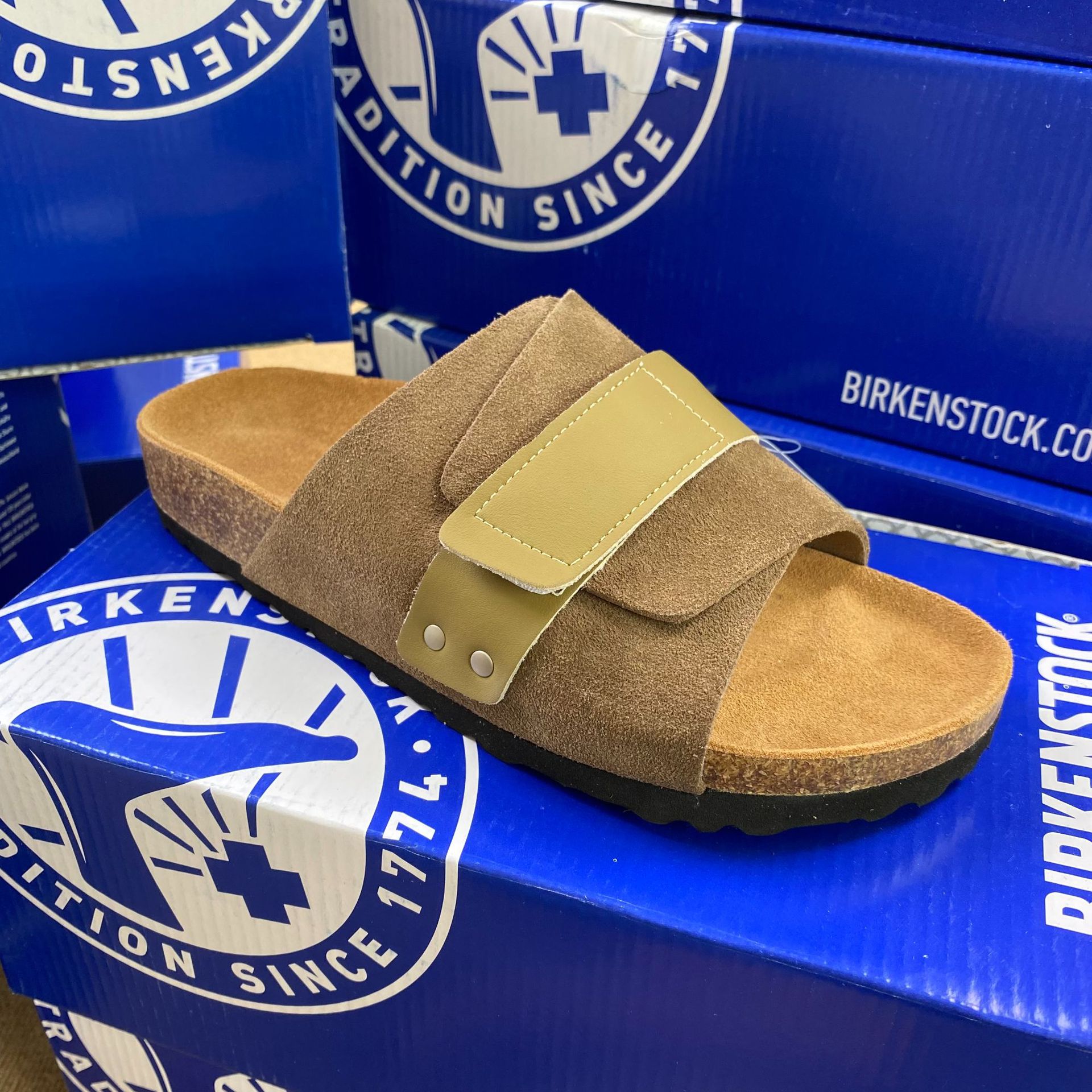 Genuine Leather Birkenstock Shoes Single Button Unisex Birkenstock Shoes Softsole Cork Slippers Velcro Birkenstock Sandals