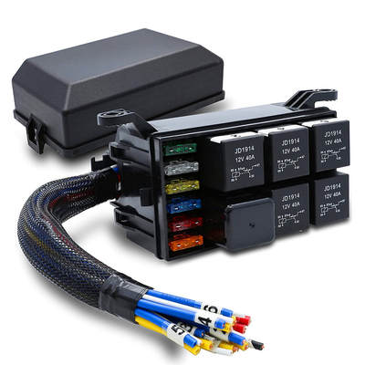 12V car fuse and relay box with pre-wired car 6-way modified control box with wire