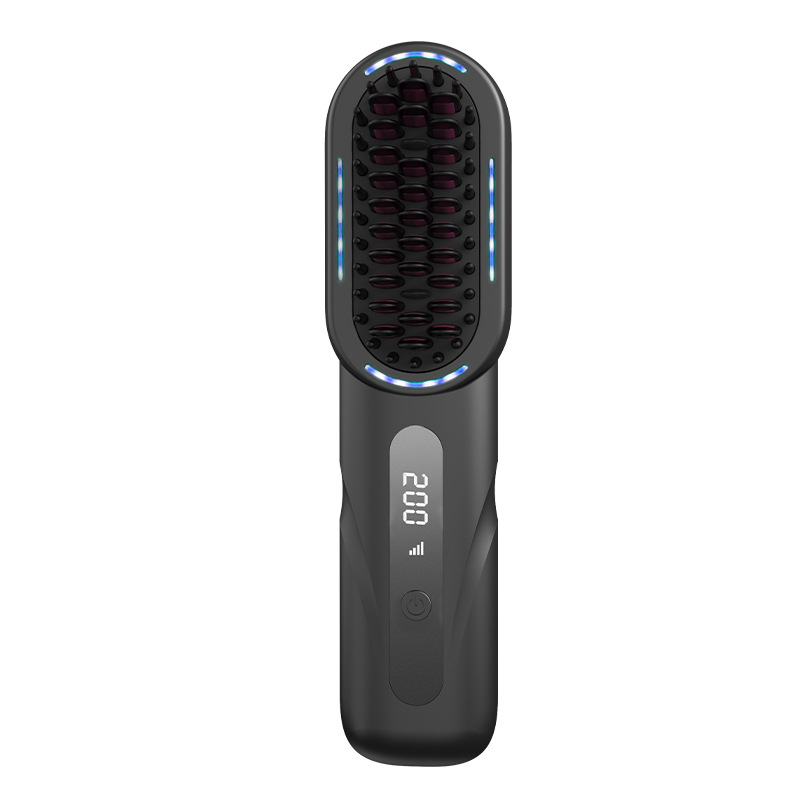 Amazon Foreign Trade Negative Ion Straight Hair Comb Blu-ray Hair Care Straight Roll Dual-purpose Wireless Retractable Straight Hair Comb