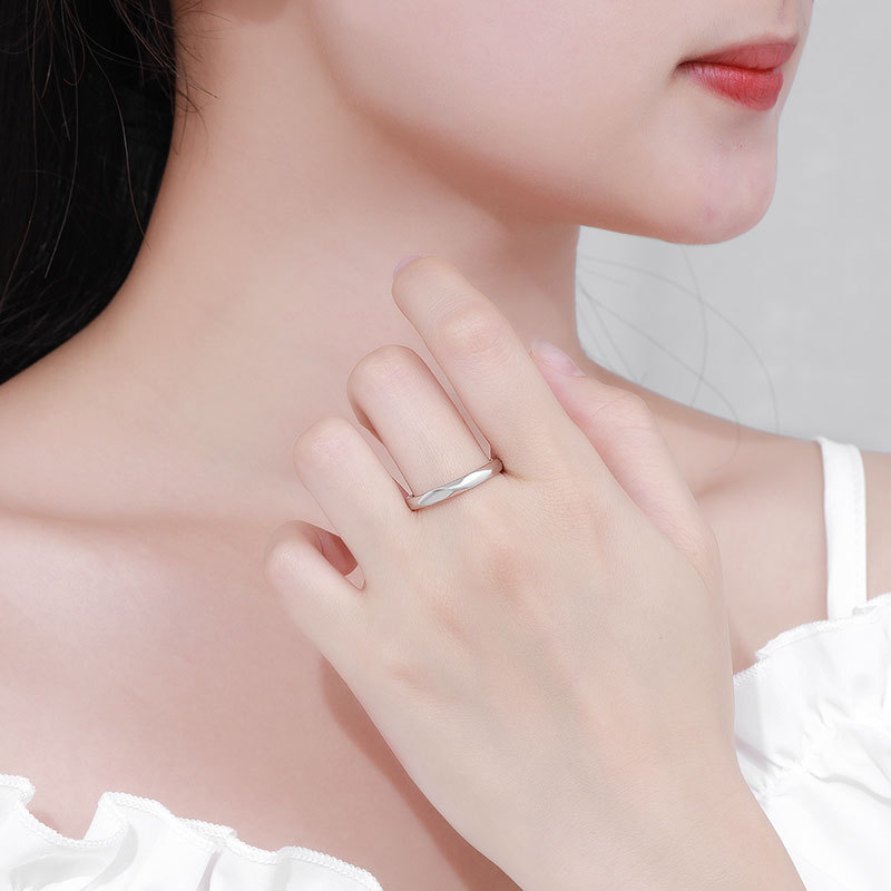 S925 Sterling Silver High-end Ring Men's 1 karat Ling-shaped Angle Simulation Diamond Sterling Silver Couple Ring
