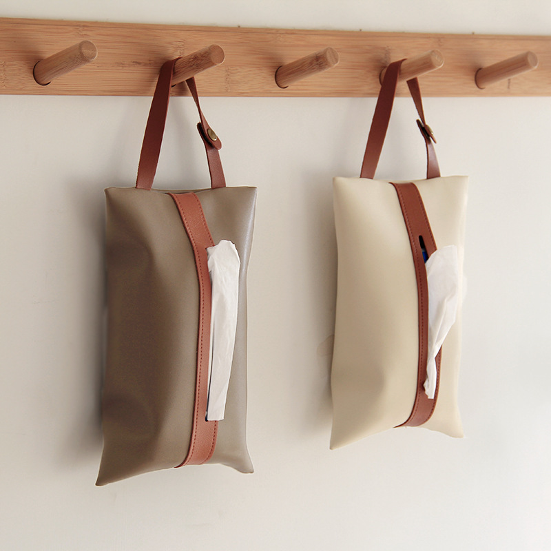 Car-mounted Tissue Box Car-pumping Seat Back Hanging Armrest Box Leather Tissue Bag Hangable Paper-pumping Bag Roll Paper Bag