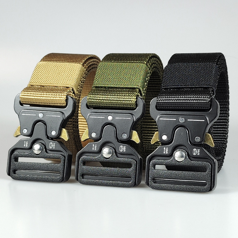 Spot supply beaded nylon tactical belt men's outdoor military fan multi-functional alloy buckle canvas belt_voghion.com