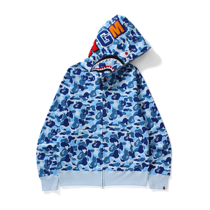Foreign trade cross-border wholesale tide brand shark head classic camouflage men's sweater casual loose hooded top women's coat