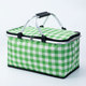 Green and white checkered picnic basket