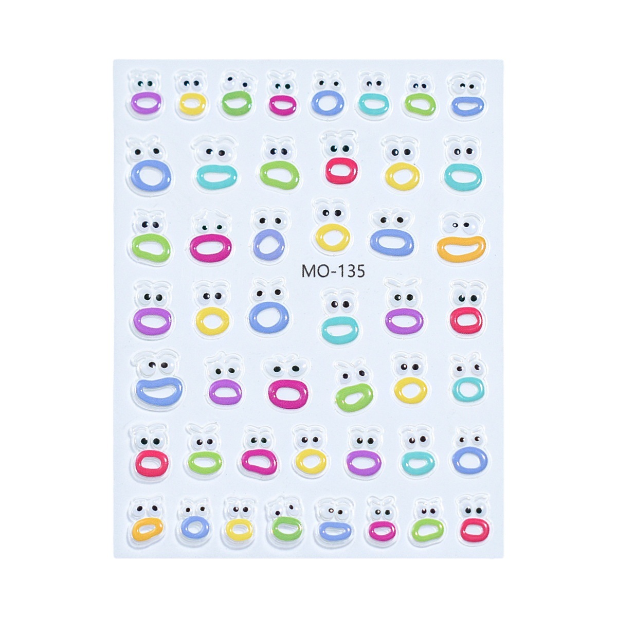 New online popular nail stickers ins cute cute cute facial expression Jelly Stickers mouth and mouth strange relief nail stickers