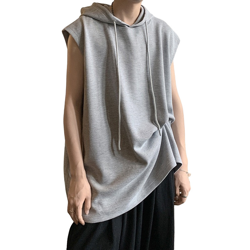 Hooded Vest Men's Summer Fashion Brand I High Street Loose Waistle Sleeveless Sweater Sports Fitness T-Shirt