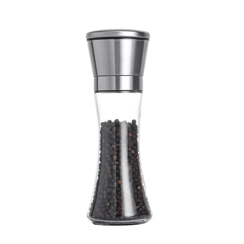 Household stainless steel pepper grinder manual glass grinding bottle pepper grinder kitchen supplies seasoning bottle