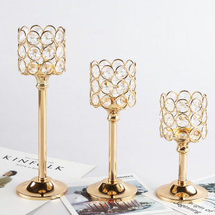 Cross-border European-style creative crystal candlestick wedding furnishings home soft decoration wedding props jewelry wholesale