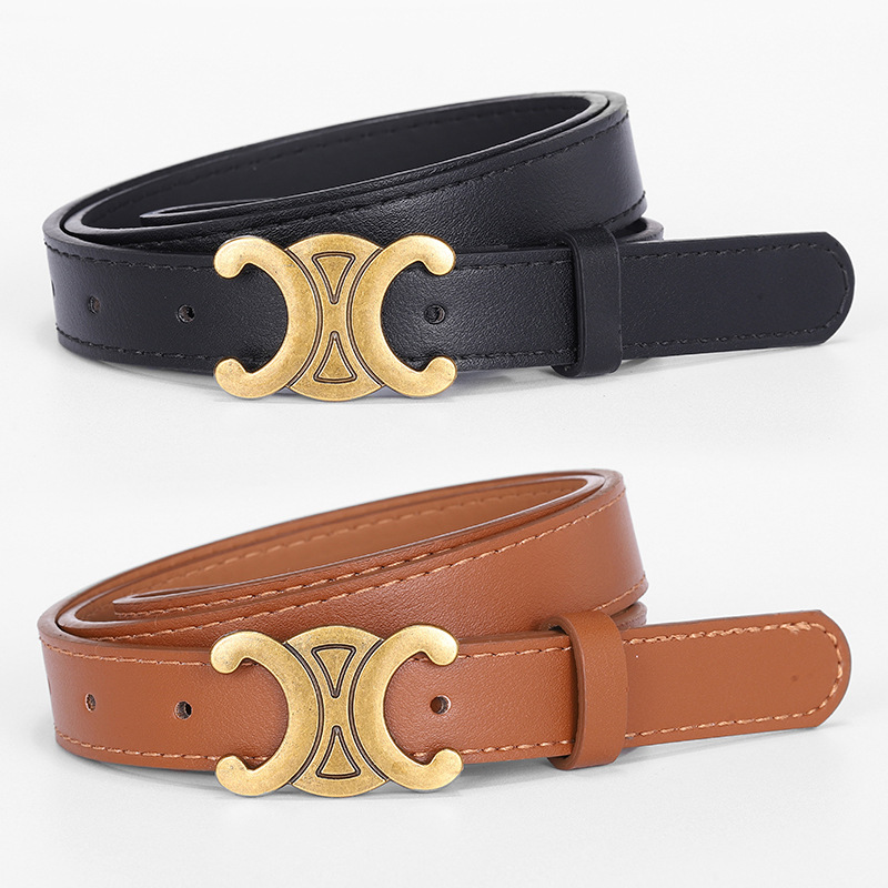 Women's English Letter Smooth Buckle Belt All-match Jeans Decorative Women's Fashion Trendy Internet Popular Fashion Pants Belt