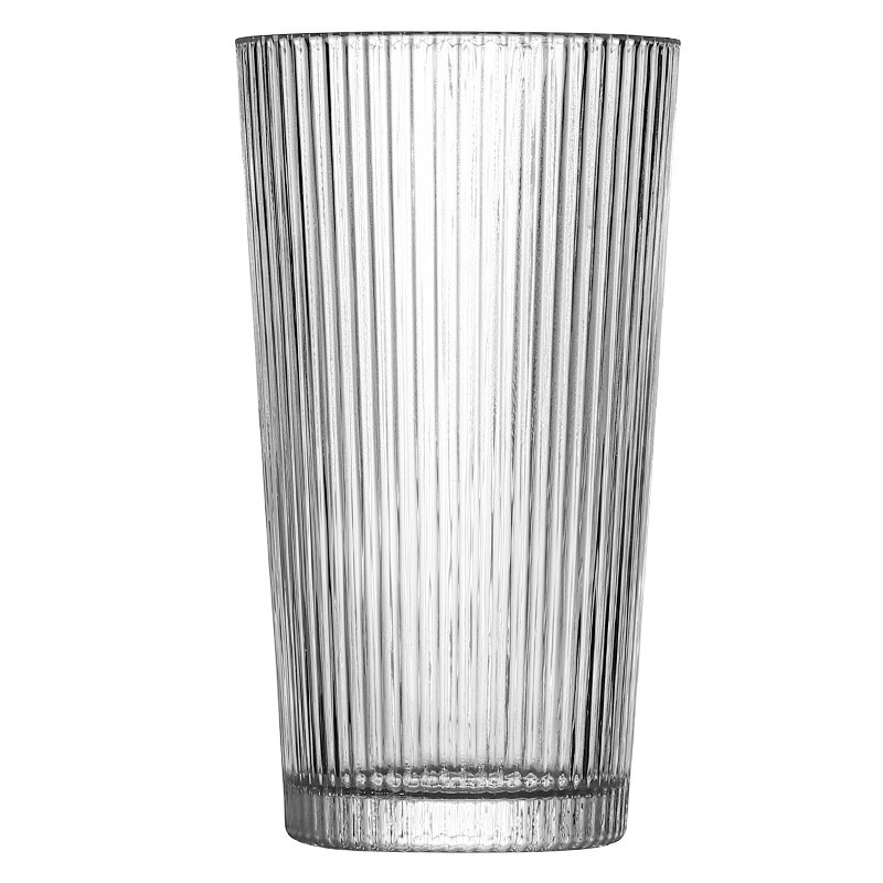 Ins-style minimalist vertical striped covered straw cup high-end water cup milk coffee cup beverage cup iced coffee cup