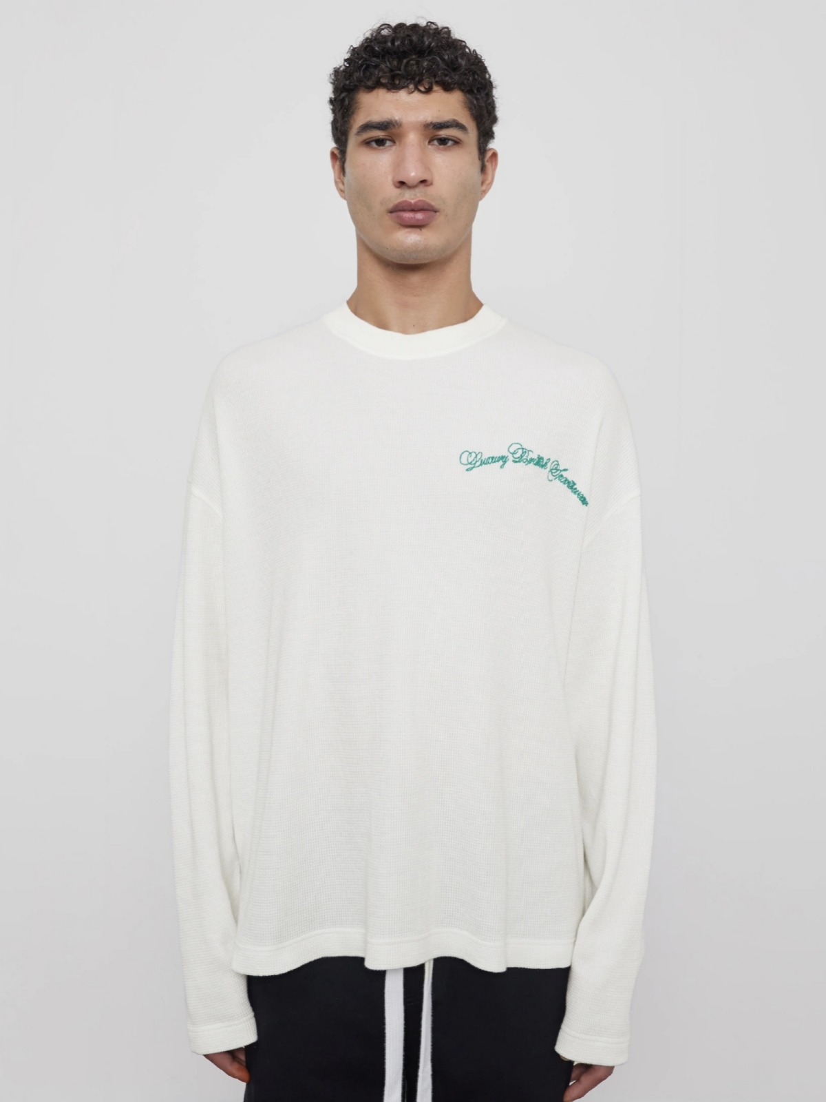 Cole Buxton slogan logo embroidered waffle long sleeve T-shirt cotton 260g loose