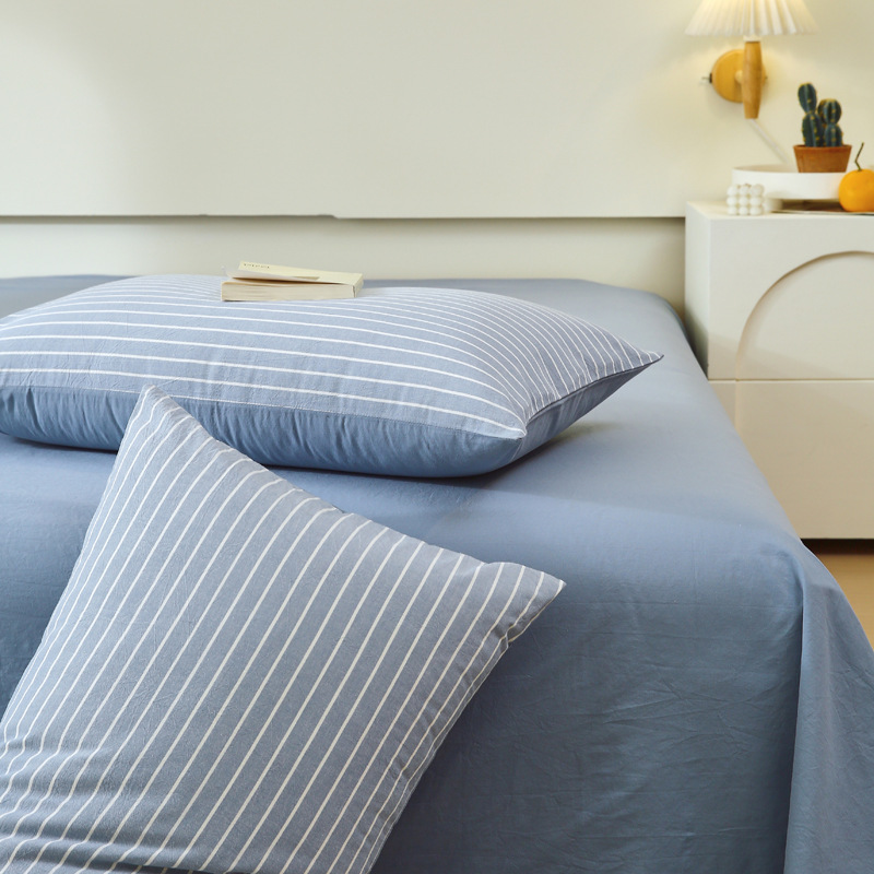 Pure Cotton Washed Cotton Pillowcase One-Pair Household Pure Cotton Pillowcase Single Single Pillow Inner Pillow Cover Double-Person Summer
