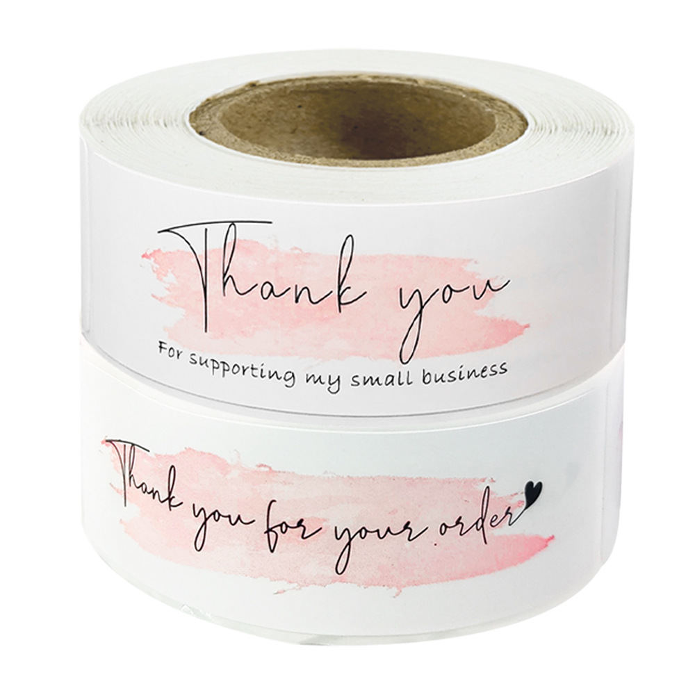 Cross-border wholesale pink "Thank you for your order" rectangular resealable sticker label sticker