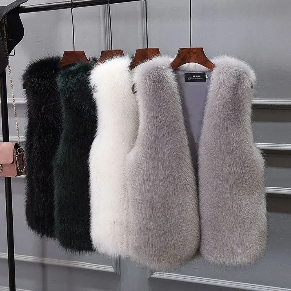 Fur vest for women in autumn and winter new versatile style thickened imitation fox fur vest vest coat fur vest