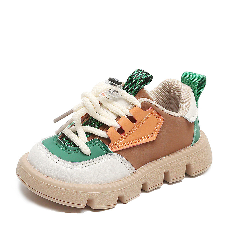 Children's board shoes 2024 spring boys sneakers leather girls casual shoes soft bottom baby shoes a generation of hair