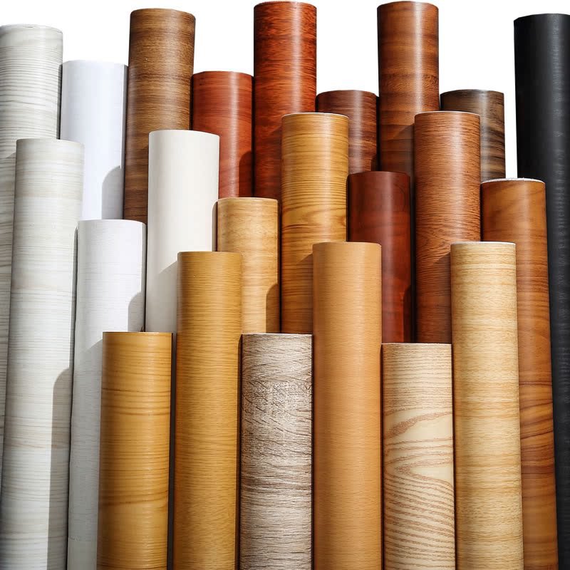 Wood grain sticker waterproof self-adhesive thickened renovation wardrobe imitation wood desktop cabinet cabinet wallpaper pvc Boeing film