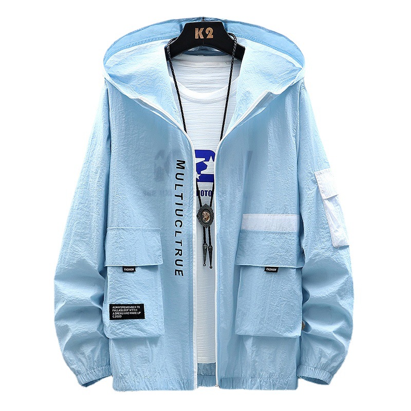 Summer Windproof Breathable Skin Clothing Men's Thin Large Pocket Quick-drying Sunscreen Clothing Outdoor Sports Windbreaker Sunscreen Clothing