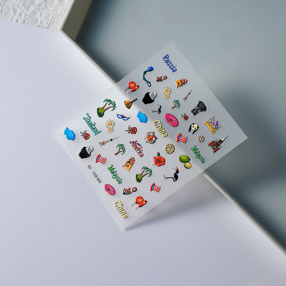 New Craft Japanese-style 3D 5D nail stickers embossed oil paper umbrella Kimono Girl nail stickers factory support mixed batch