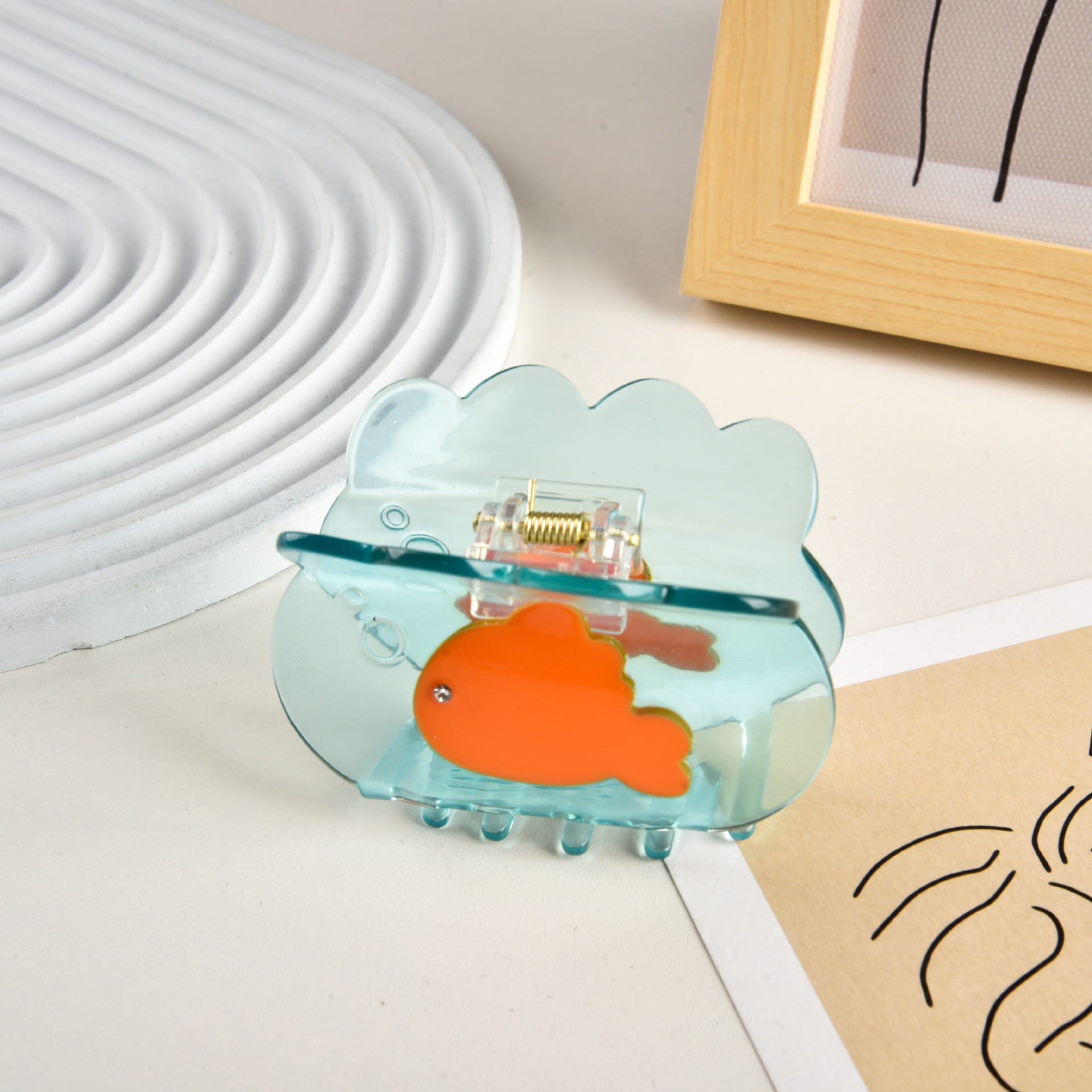 YHJ hair accessories new acetate grip transparent fish tank hairpin cute animal fish shark clip plate hairpin hair grip_voghion.com