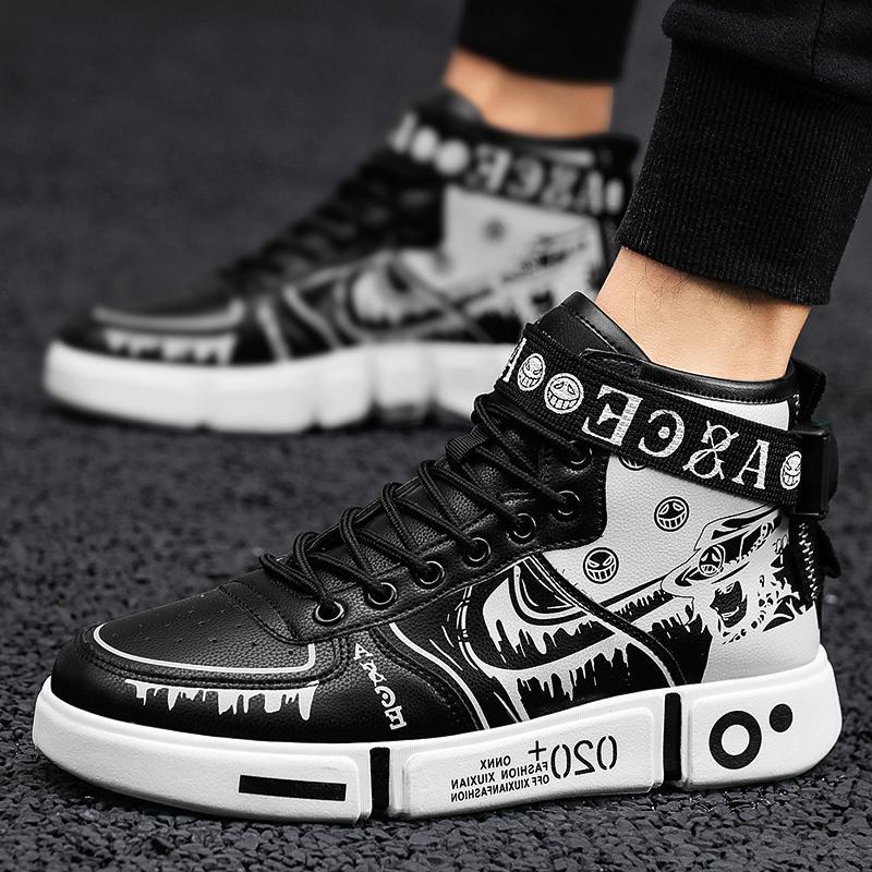 2021 Spring and Autumn Boys Shoes Street Dance Shoes Children Boys Hip-hop Fashionable High Top Shoes Autumn Shoes Large Size Sneakers