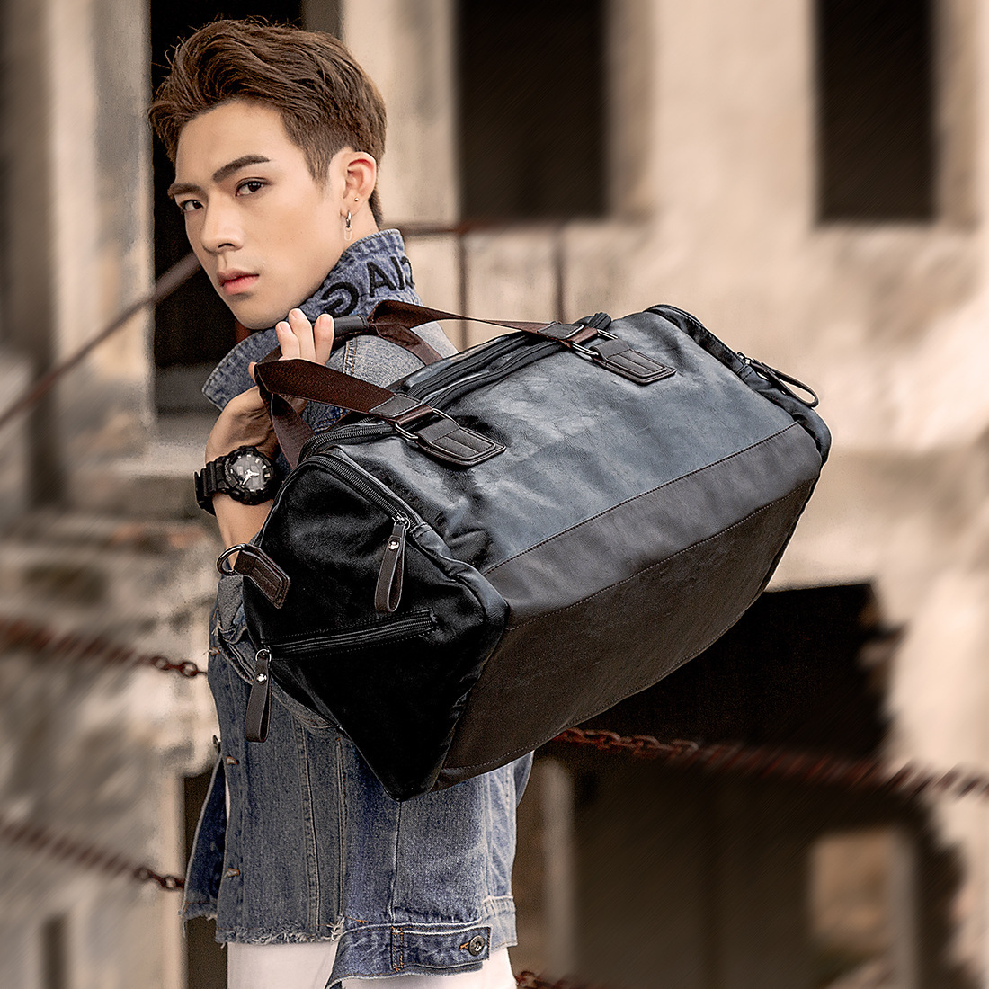 2023 New Men's Bag Fitness Bag Shoulder Crossbody Bag Men's Handbag Trendy Pu Leather Large Capacity Travel Bag Batch