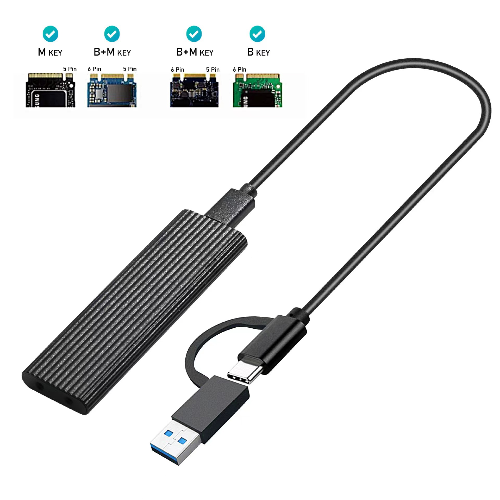 Type-C USB3.1 M2 Gen2 SSD solid state mobile hard disk box supports NGFF/NVME dual protocol