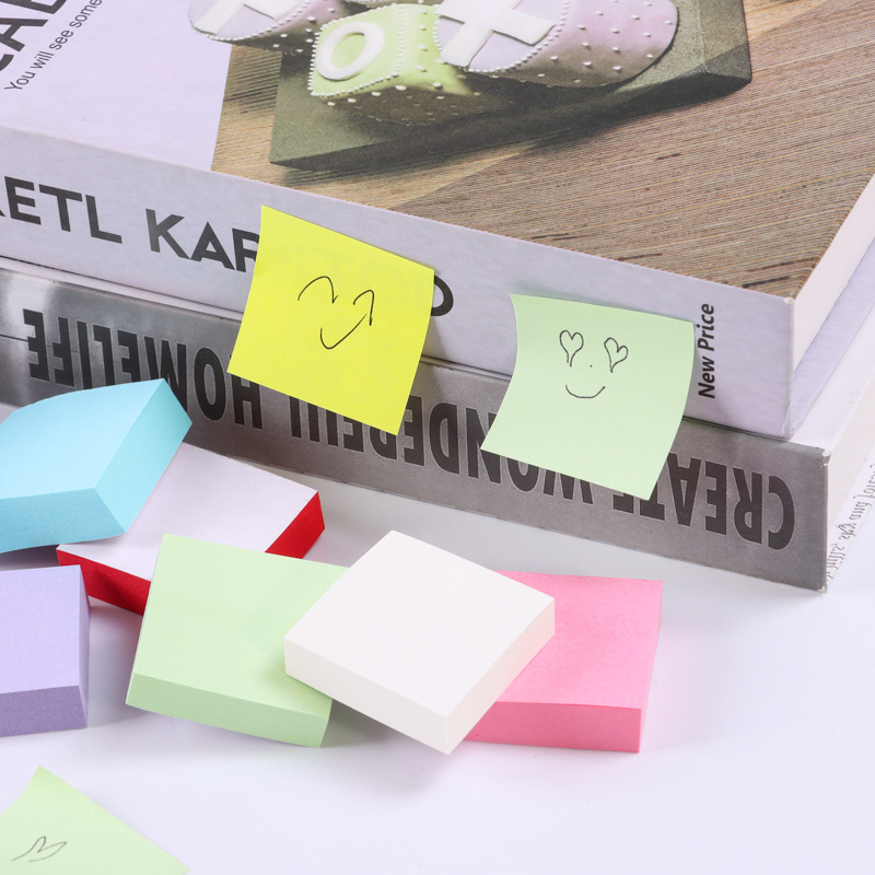 Wholesale student ins mini note paper color small square sticky notes self-adhesive index stickers fluorescent paper N times stickers