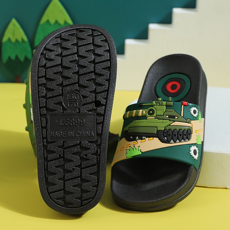 Tank Children's Slippers Summer Boys' Soft Bottom Non-Slip Bath Cartoon Household Children's Slippers for Middle and Big Children
