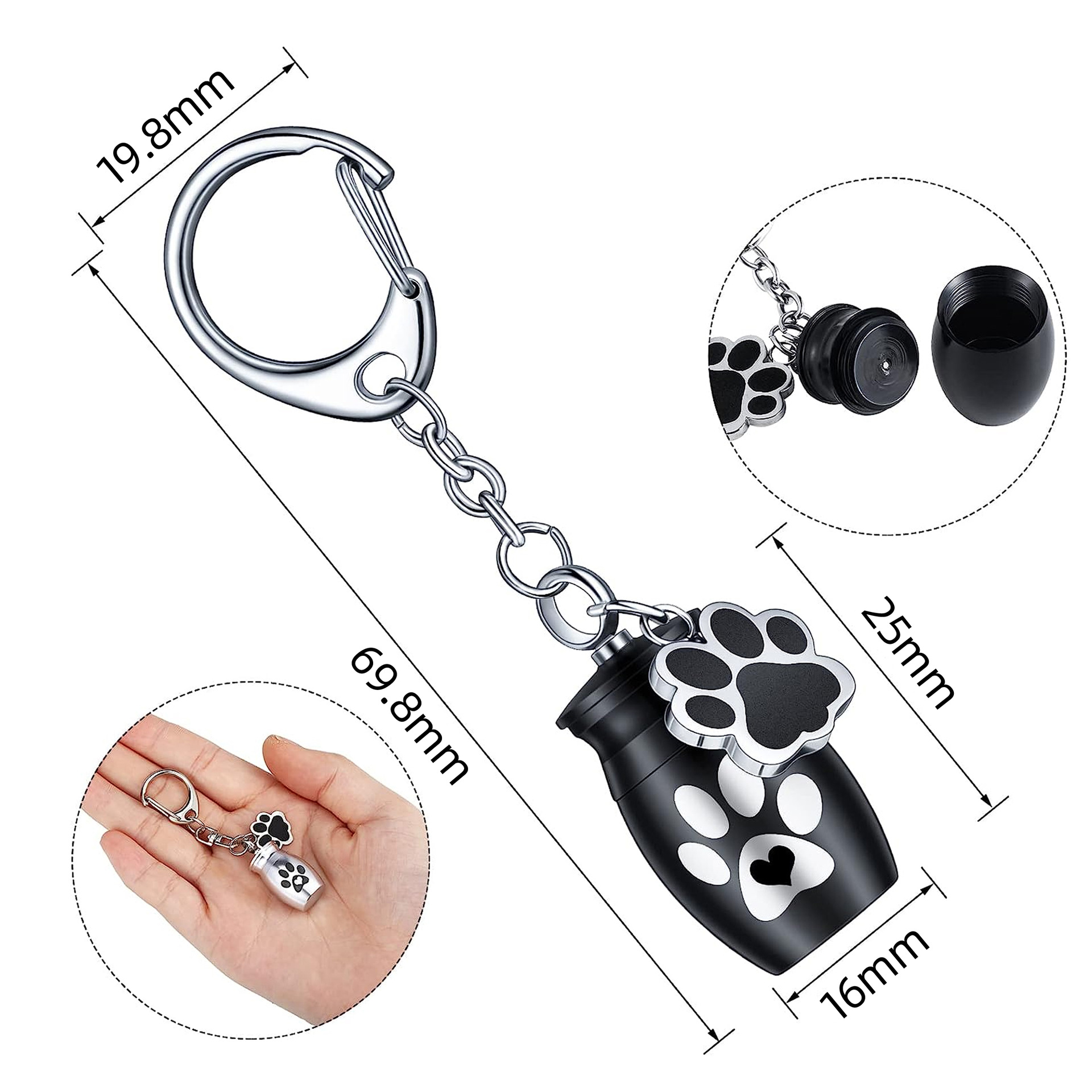 Pet Cat Dog Engraved Photo Bone Cage Tooth Hair Bottle Souvenir Keychain Pendant Engraving