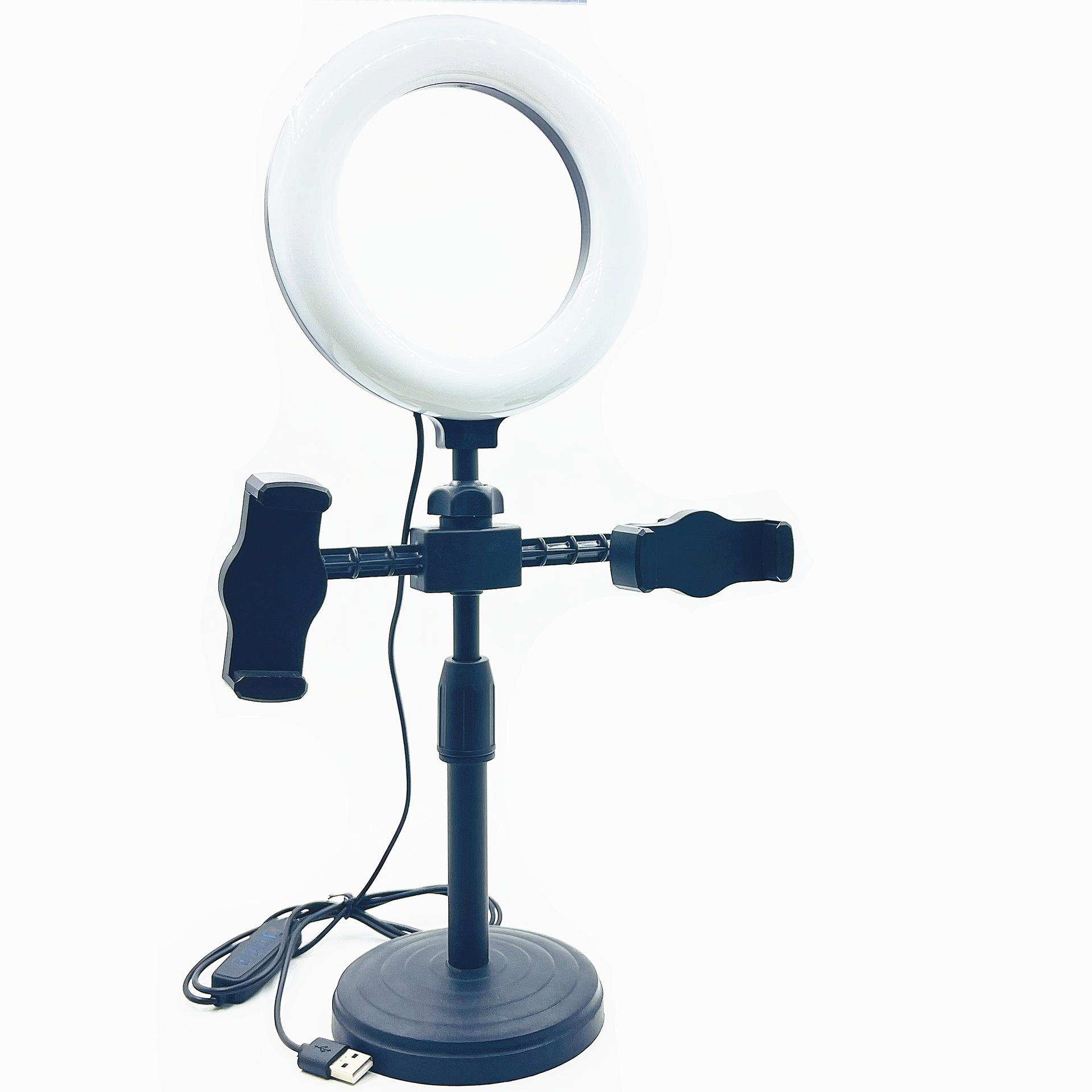 Factory Direct Supply 6-inch 16CM three-color beauty fill light dual mobile phone live broadcast computer anchor desktop disc bracket