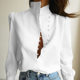 2023 Spring New Women's Clothing European and American Long Sleeve Chinese Stand Collar Elegant Commuter Casual Fashion Professional White Shirt